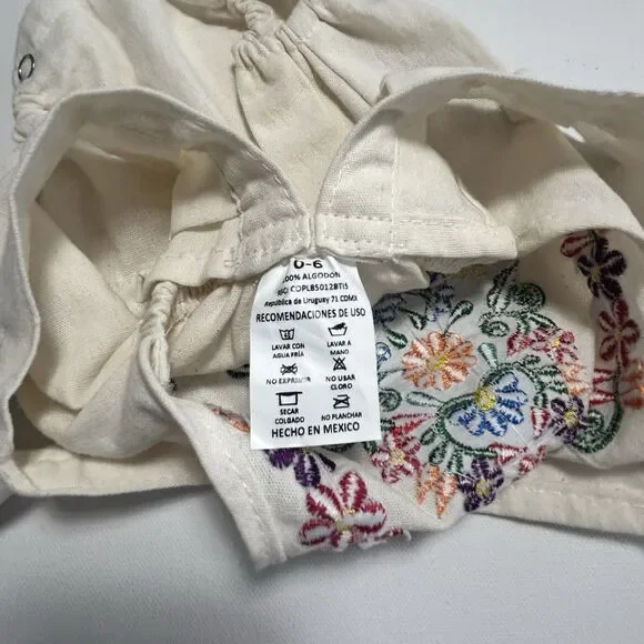 Mexican Embroidered Floral Folk Manta Bodysuit One Piece Romper Baby 0-6 Mos - Picture 4 of 7